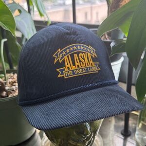 Vintage Corduroy Alaska The Great Land Navy Hat